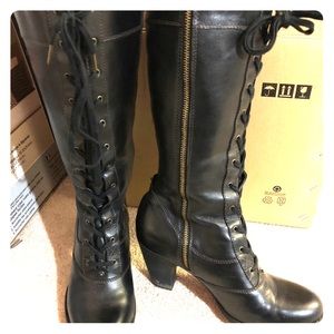 clarks lace up knee high boots